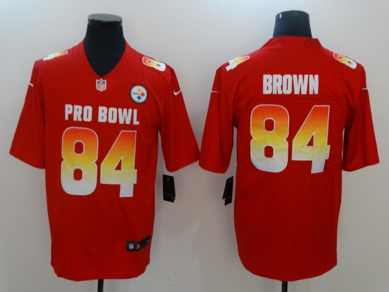 Men's AFC Pittsburgh Steelers #84 Antonio Brown Red 2019 Pro Bowl NFL Game Jersey